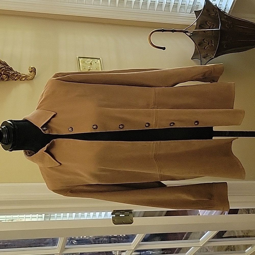 Talbots tan brushed stretch long sleeve jacket button front sz Small Like New…